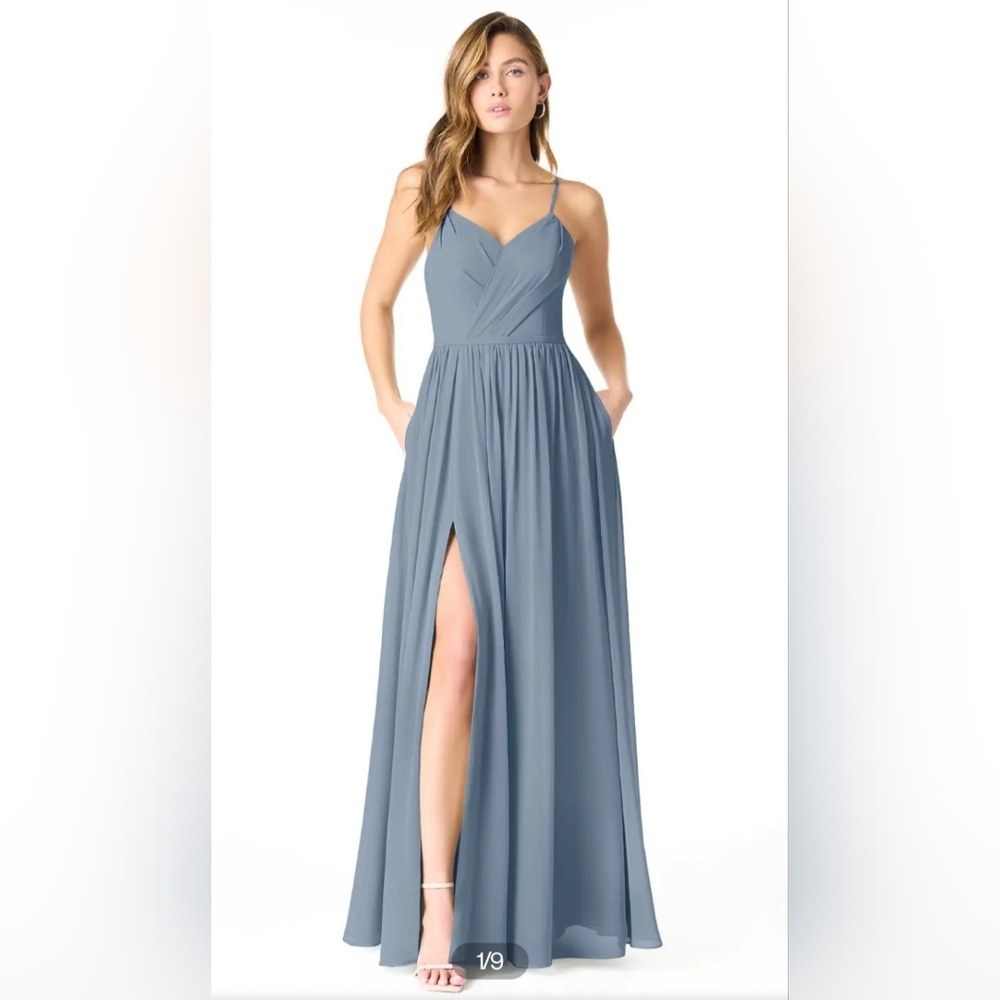 Azazie Cora Dress sz 2 in Twilight (Dusty Blue)